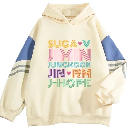Discover JIMIN JUNG KOOK J-HOPE JIN SUGA V RM letter print sweatshirt Sweatshirt men/women fashion Kpop sweatshirt JIMIN clothes