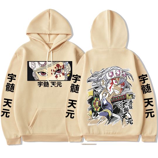 Harajuku Anime demon Kimetsu No Yaiba Tengen Uzui Eyes Sweatshirt Men Women Manga Hoodies Unisex Oversized Streetwear