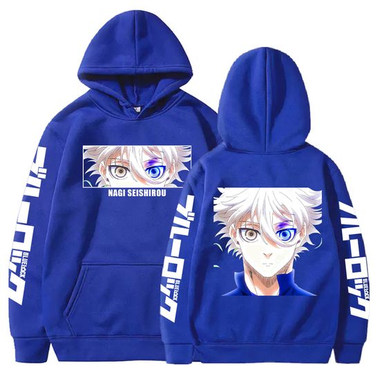 Anime BLUE LOCK Nagi Seishiro Printed Hoodies For Men Women Fall Winter Sweatshirts Comfortable Soft Fleece Casual Streetwear
