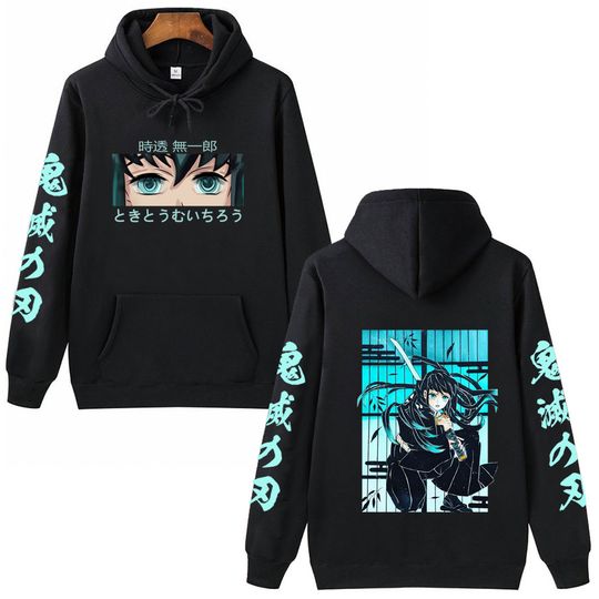 Discover Hot Anime demon Tokitou Muichirou Graphic Print Hooded Men Women Casual Loose Hoodies Male Sweatshirt Harajuku Streetwear