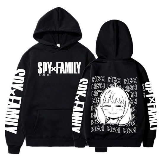 Discover Funny Anime  XFamily Anya Forger Kawaii Hoodies Fashion Streetwear Harajuku Black And White Graphics Winter Warm Sweatshirt