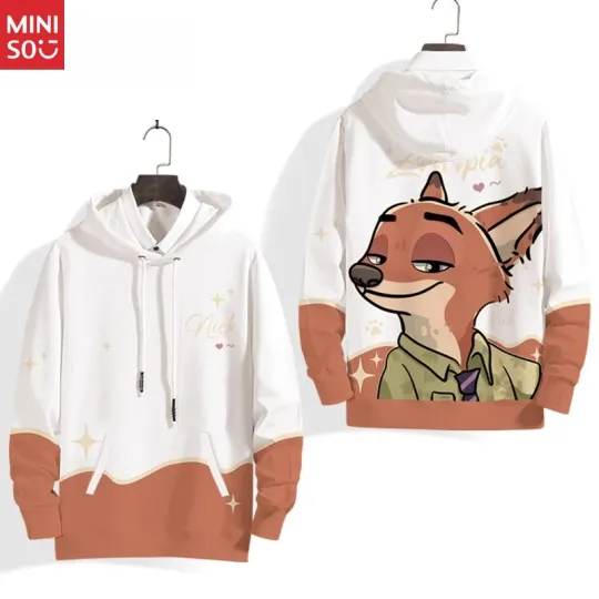 Discover Miniso Brand Zootopia Judnick Hoodie, Long-sleeved Sweatshirts for Men and Women in Autumn and Winter, Plus Pullover Tops