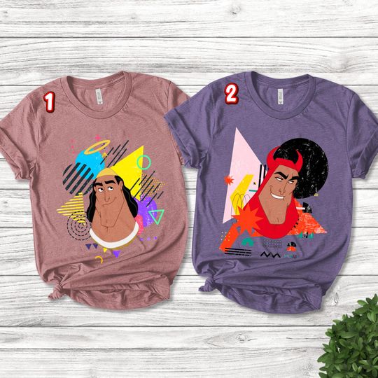 Discover Disney Retro 90s The Emperor's New Groove Krock Evil Angel Matching Couple Tee, Shirts For Couple