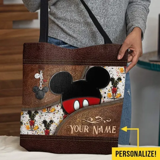 Personalized Disney Mickey Mouse Tote Bag, Mickey Mouse Bag Lovers Gift