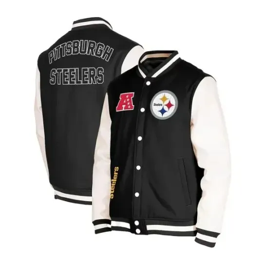 Discover Pittsburgh Steelerr Varsity Jacket   (Not Satin, Not Leather)