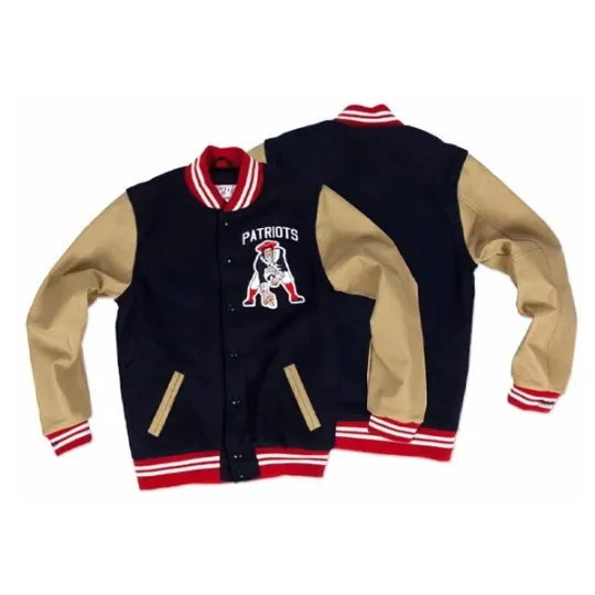 Discover football Patriottss Varsity Jacket Navy Blue  (Not Satin, Not Leather)