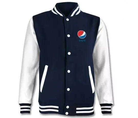 Discover Classic PEPSI Navy Blue White Varsity Jacket Men's (Not Satin, Not Leather)