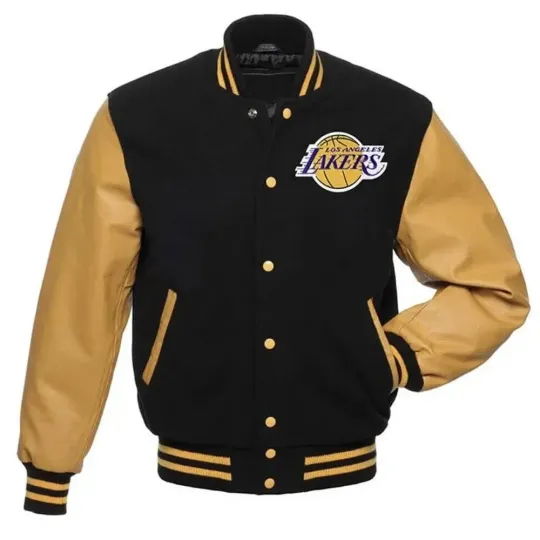 Discover Los Angeles Lakerr Varsity Jacket Black Gold  (Not Satin, Not Leather)