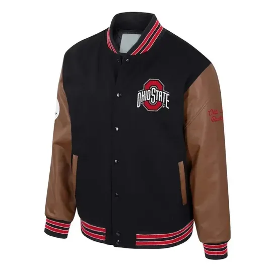 Discover Ohio State Buckeyes Black Brown Varsity Jacket  (Not Satin, Not Leather)