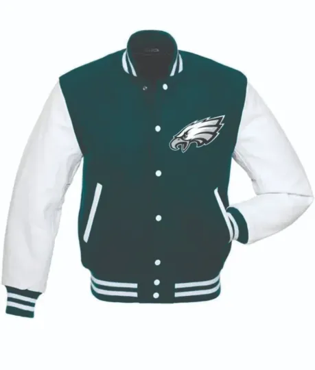 Discover Philadelphia Eagle Varsity Jacket - Green White football  (Not Satin, Not Leather)