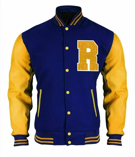 Discover Revision R Letter Blue Varsity Jacket (Not Satin, Not Leather)