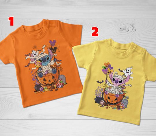 Disney Stitch & Angel Halloween Shirt, Stitch and Angel Couple Mummy Shirt