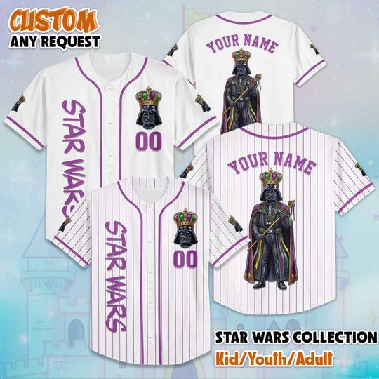 Discover Custom Star Wars Mardi Gras Baseball Jersey, Darth Vader Jersey Shirt, Star Wars Shirt, Gift for Fans, Baseball Team Outfit