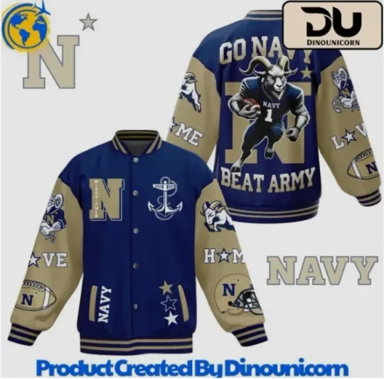 Discover Navy Midshipmen Football Baseball Jacket Gift For Christmas