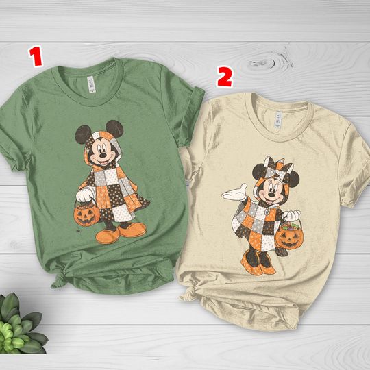 Discover Retro Mickey & Minnie Halloween Couple Shirts,Mickey Ghost Tee, Minnie Ghost Tee, Disney Spooky Season Set , Fall Vibes Disney Mickey G5NM20