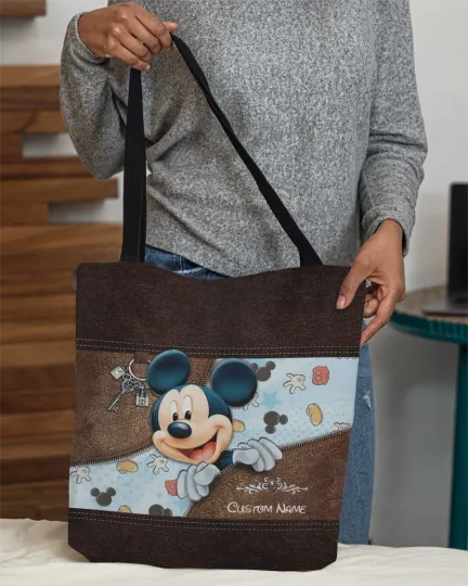 Personalized Disney Mickey Mouse Tote Bag, Mickey Mouse Bag Lovers Gift
