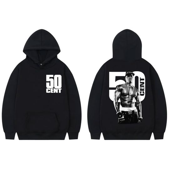 Discover Rapper 50 Cent Double Sided Print Hoodie Men Women Hip Hop Vintage Hooded Sweatshirts High Quality Fashion Oversized Pullovers
