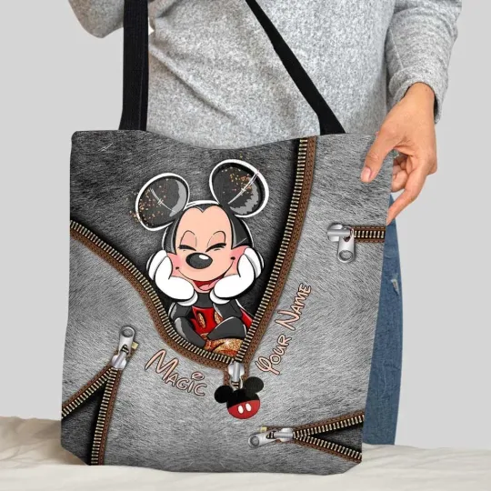 Personalized Disney Mickey Mouse Tote Bag, Mickey Mouse Bag Lovers Gift