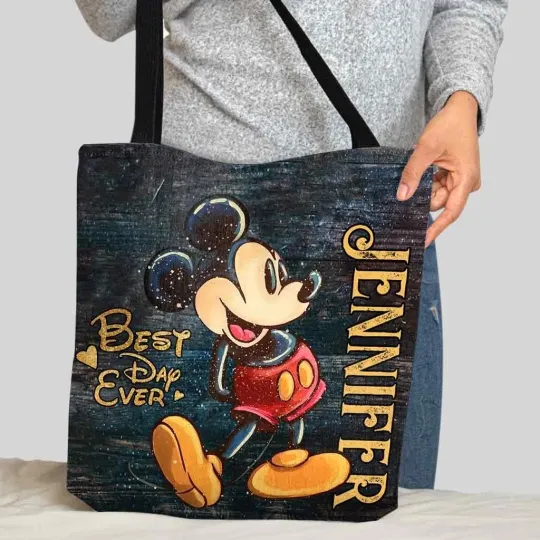 Personalized Disney Mickey Mouse Tote Bag, Mickey Mouse Bag Lovers Gift