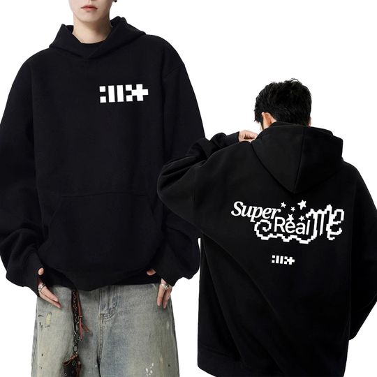 Discover Korea Kpop ILLIT Band Album Super Real Me Double Sided print Hoodie Men women Trend Y2k pullover Unisex Casual Fleece Sweatshirt