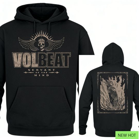 Discover Volbeat Servant of The Mind Graphic Hoodie, Rock Metal Sweatshirt, Perfect for Fans Who Love Band Style & Retro Dark Vibe