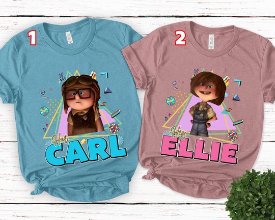 Retro 90s Her Carl And His Ellie Shirt | Carl And Ellie Shirts, Up Shirt, Family Couple Shirt