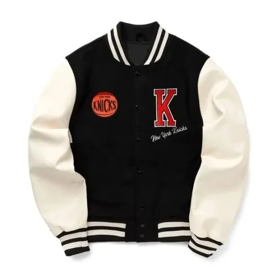 Discover NY Knicks York Varsity Leather jacket Black & Off White Classic Wool &-All Sizes