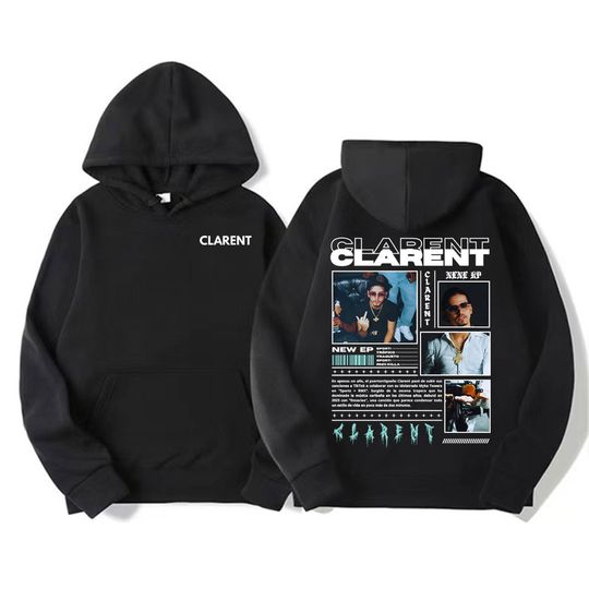 Discover Rapper CLARENT Album 2025 Tour Merch Hoodies Men Fashion High Street Hip Hop Sweatshirts Man Casual Fleece Long Sleeve Pullovers