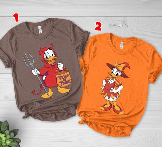 Discover Disney Halloween Daisy Duck Witch Costume Fa-BOO-Lous Shirt, Donald Duck Devil Trick or Treat Shirt, Mickey's Not So Scary D2JA17