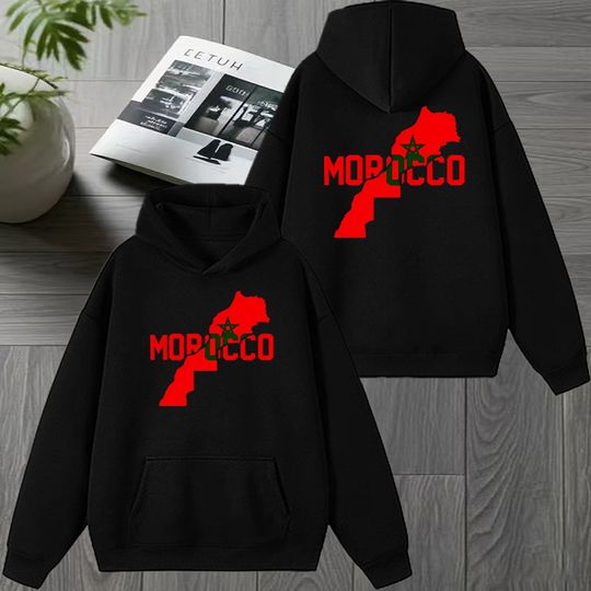 Discover Autumn Winter Morocco harajuku New in Double Sided print black Hoodie Men women Fleece Casual pullover Unisex fashion Sweatshirt