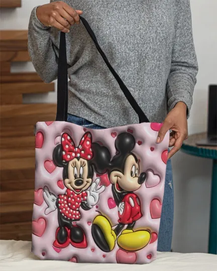 Discover Personalized Disney Couple Tote Bag Mickey Mouse Minnie Love Handbag Lovers Gift