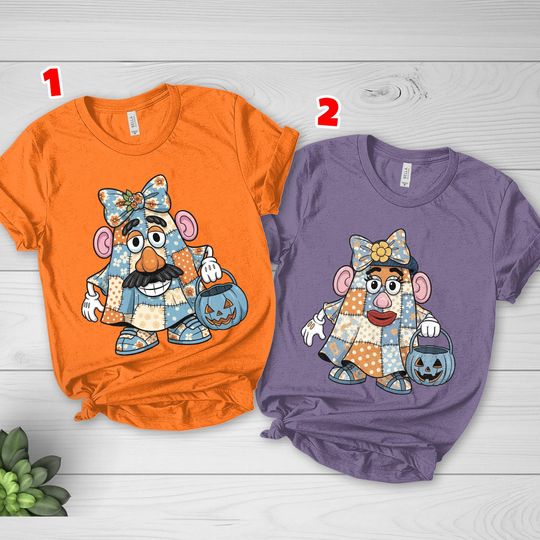 Discover Mr Potato & Mrs Potato Head Patchwork Shirt, Cute Halloween Tee, Couple Tee