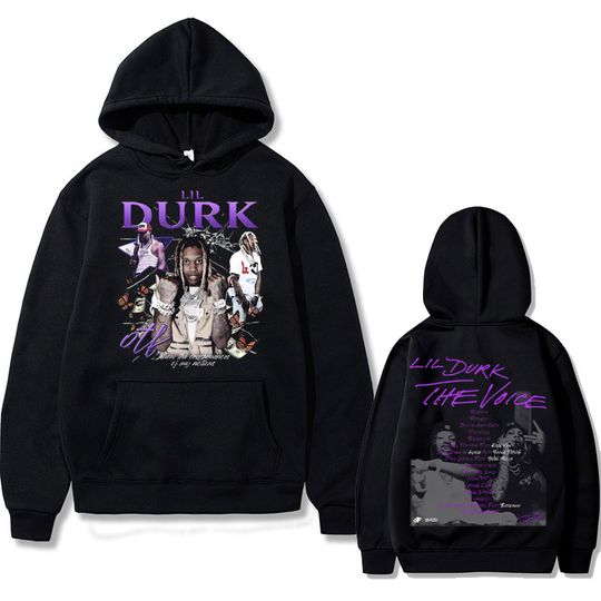 Discover Rapper Lil Durk Graphic Print Hoodie Men Women Hip Hop Fashion Vintage Hooded Sweatshirts Men's Oversized Fleece Cotton Hoodies