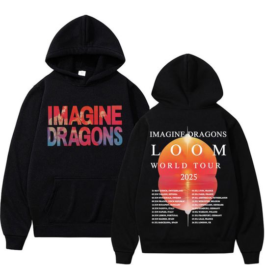 Discover Imagine Dragons Band World Loom Tour 2025 Print Hoodies Men Women's Clothing Vintage Hip Hop Fashion Aesthetic Sweatshirt Hoodie