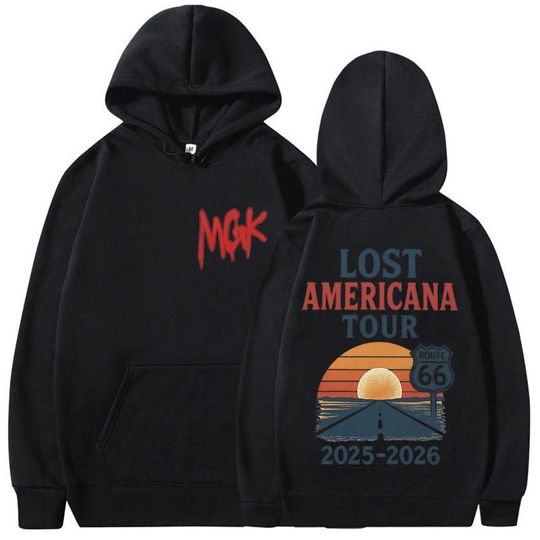 Discover MGK Lost Americana Tour 2025-2026 Merch Hoody Mens Women Vintage Oversized Sweatshirt Cozy High Quality Fleece Hoodie Streetwear