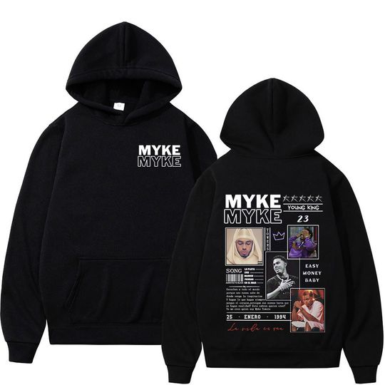 Discover Rapper Myke Towers Graphic Print Hoodies Mens Women Clothing Hip Hop Vintage Sweatshirts Gothic Long Sleeve Pullovers Streetwear