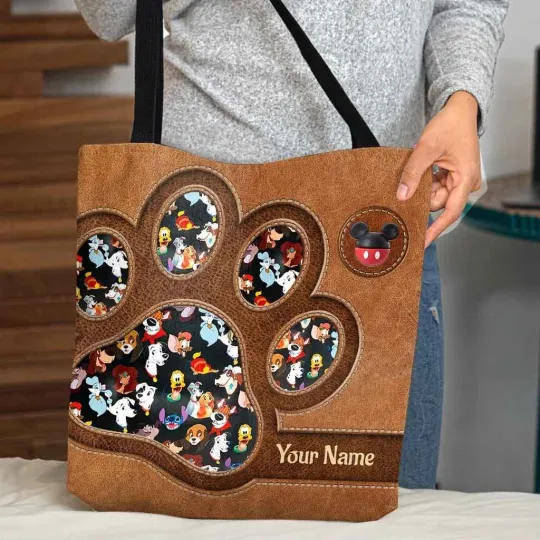 Discover Personalized Disney Dogs Characters Tote Bag, Dog Lovers Handbag, Dog Mom Gift