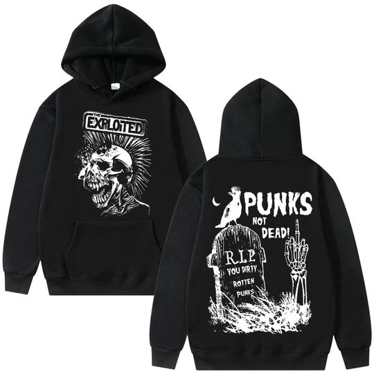 Discover Rock Band The Exploited Graphic Hoodie Punks Not Dead Hoodies Autumn Winter Men Women Hip Hop Gothic Punk Oversized Sweatshirt