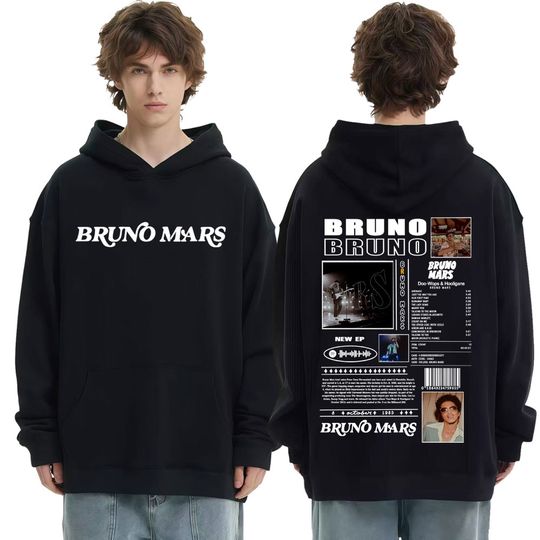Discover Rapper Bruno Mars Album Tour Merch Hooded Men's Women Fashion Vintage Hip Hop Sweatshirt Long Sleeve Oversized Hoodie Streetwear