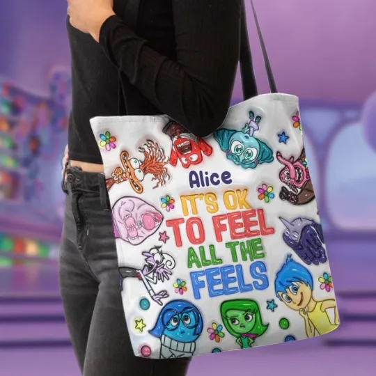 Discover Personalized Disney Inside Out Tote Bag, Inside Out Lovers Shoulder Bag Gift