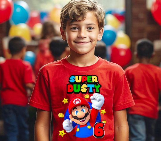 Discover Super Mario Family Personalized Shirt Birthday Custom Tshirt Unisex Kids Birthday Boy Cotton Tee