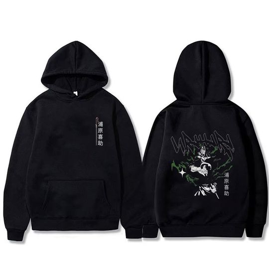 Discover Anime RIPP JUNC Urahara Kisuke Print Hoodie Men Women Fashion Oversized Hooded Sweatshirt Male Vintage Casual Fleece Cotton Hoodies