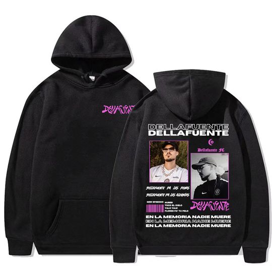 Discover Rapper Dellafuente 2025 Tour Cover Hoodies Men Women Fashion Vintage Long Sleeve Pullovers Casual High Quality Sweatshirt Hoodie