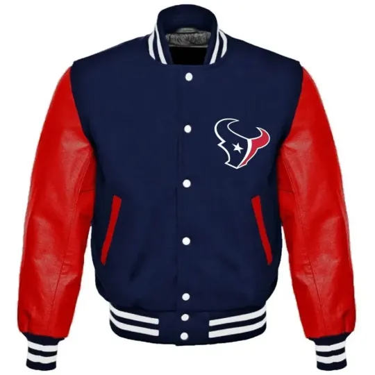 Men’s Houston Texan Varsity Jacket (Not Satin, Not Wool, Not Leather)