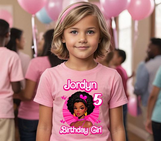 Discover Personalized Girls Afro Doll, Family T Shirt, Custom Birthday Tshirt