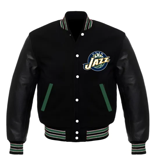 Discover Utah Black Body Black Varsity Jacket Men (Not Satin, Not Wool, Not Leather)