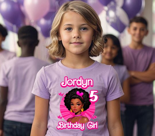 Discover Personalized Girls Afro Doll, Family T Shirt, Custom Birthday Tshirt