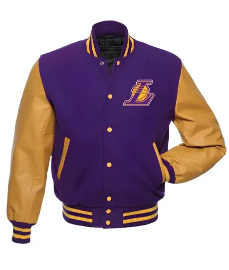 Discover Los Angeles Purple Body Gold  Varsity Jacket Men (Not Satin, Not Wool, Not Leather)