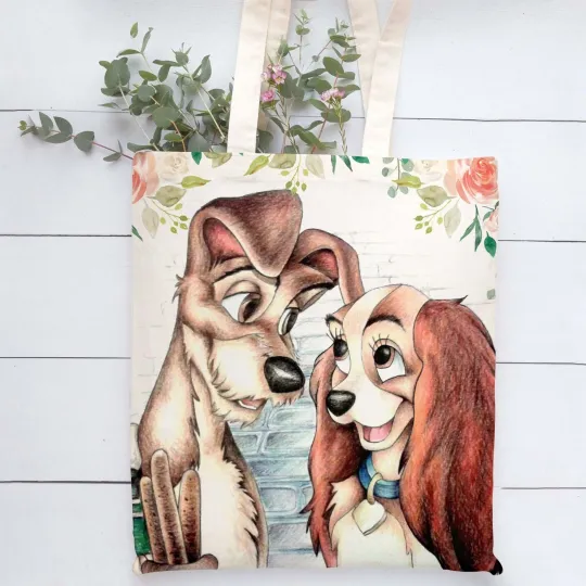 Lady And The Tramp Tote Bag, Disney Dogs Bag, Dogs Lovers Gift