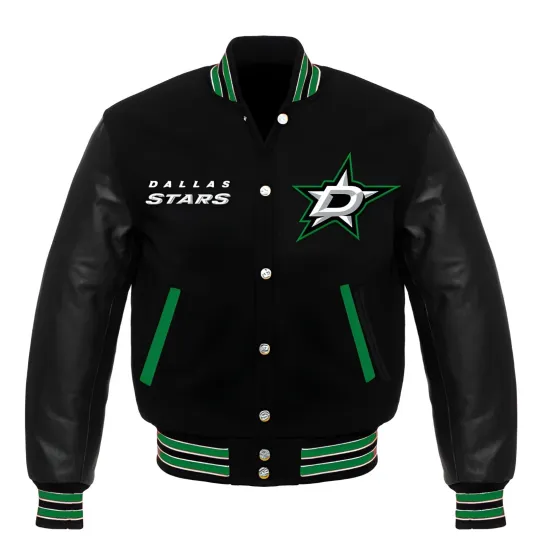 Discover Dallas Black Body Black Varsity Jacket  (Not Satin, Not Wool, Not Leather)